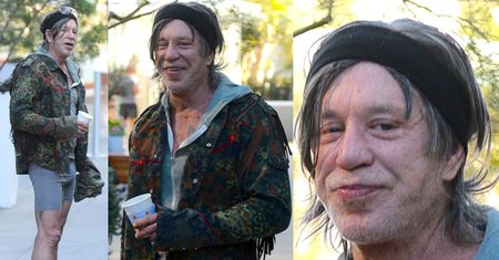 Mickey Rourke na spacerze w obcisłych bokserkach (FOTO)
