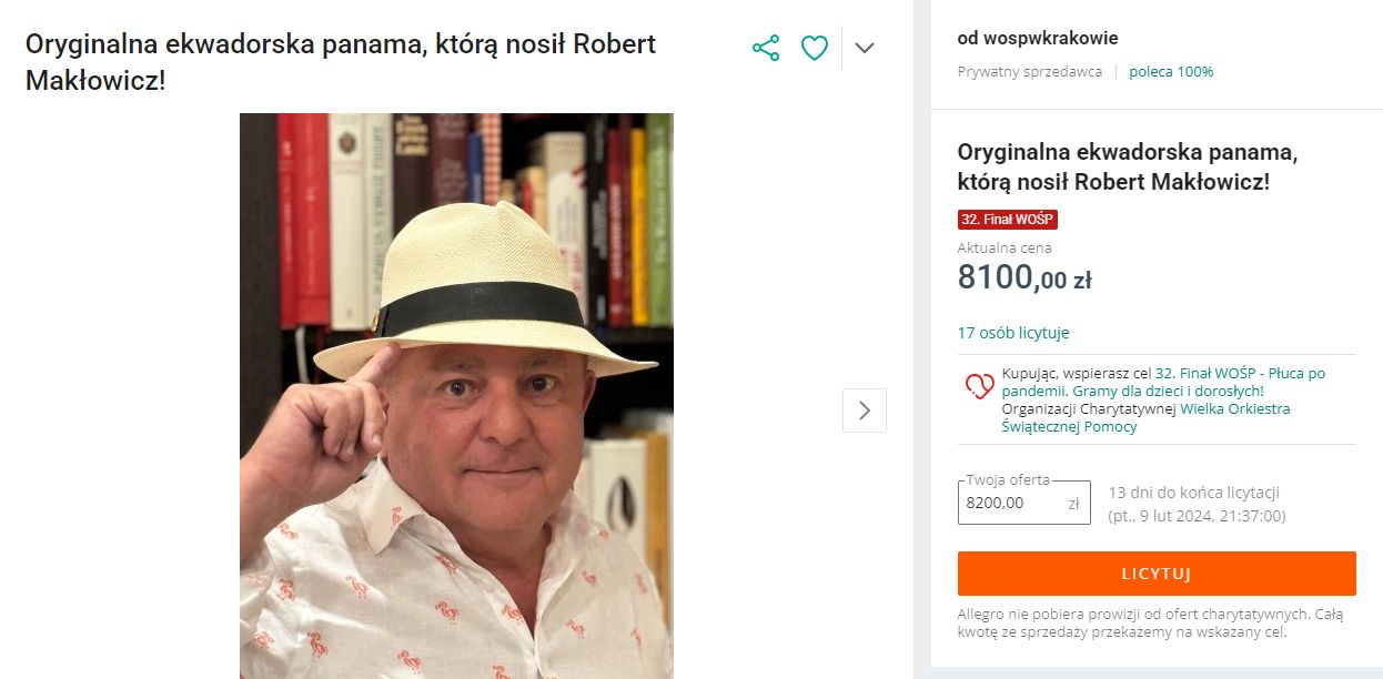 Charytatywna aukcja Roberta Makłowicza w ramach WOŚP stała się hitem