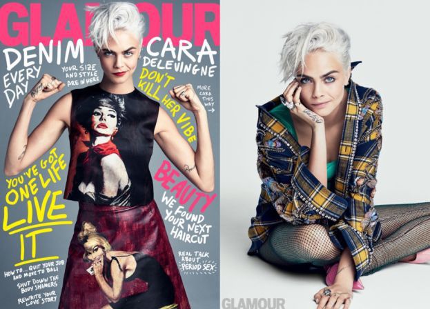 Cara Delevingne w nowej fryzurze na okładce "Glamour"