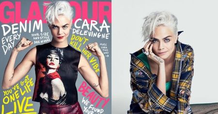 Cara Delevingne w nowej fryzurze na okładce "Glamour"