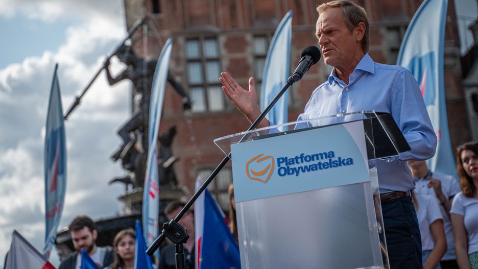 Donald Tusk during his rally in Gdansk, Poland, on July 19, 2022. (Photo by Wroblewski Pawel/NurPhoto via Getty Images)
