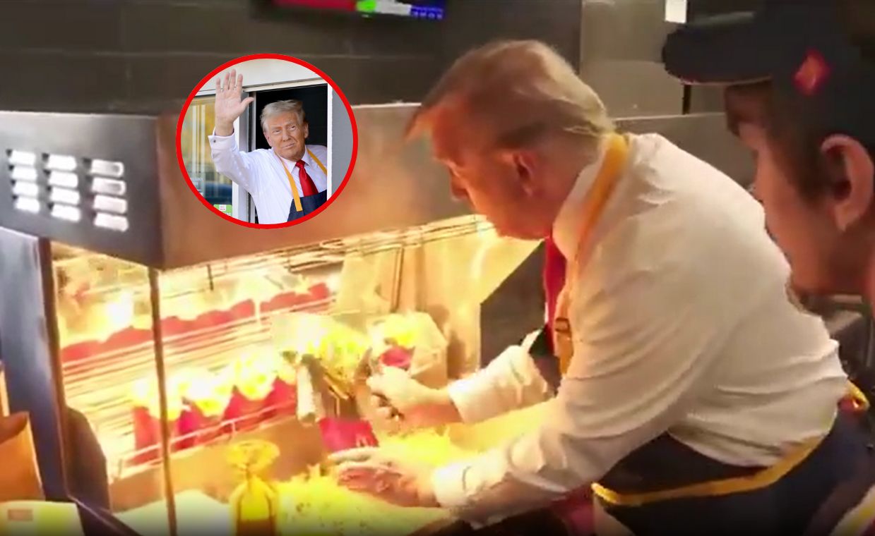 Trump got a job at McDonald's. He put on an apron and fried chips.