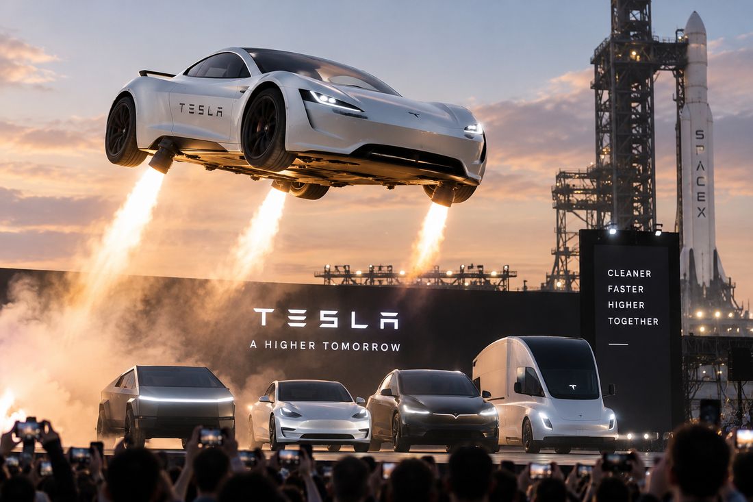 Tesla naprawdę wzbiła się w powietrze! Elon Musk pokazał samochód z technologią SpaceX. Przyspiesza do setki w sekundę