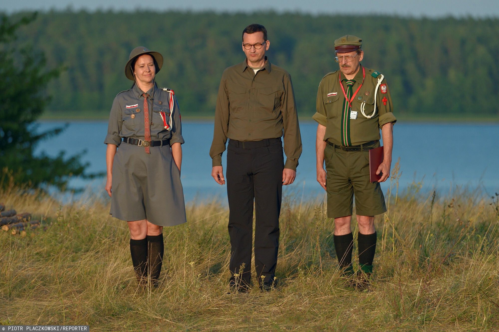 Premier Mateusz Morawiecki na zlocie harcerzy ZHR03.08.2019 Rybaki , Lansk , Warmia Wizyta premiera Mateusza Morawieckiego na zlocie Zwiazku Harcerstwa Rzeczypospolitej N/z premier Mateusz Morawiecki  fot. Piotr Placzkowski/REPORTERPiotr Placzkowski/REPORTER