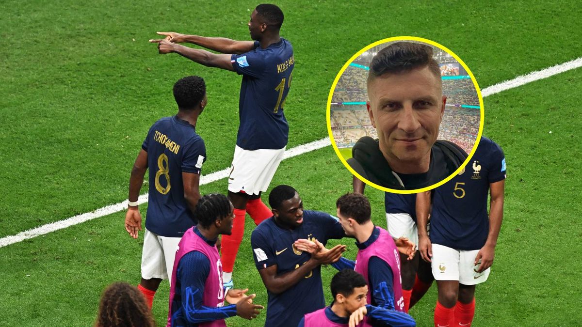Muani cieszy się z gola na 2:0. W tle Mateusz Borek