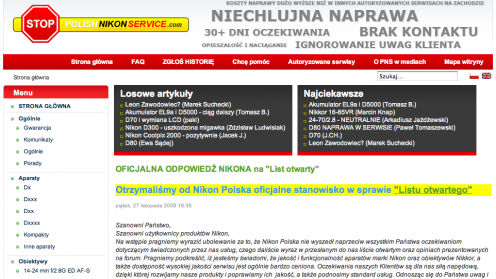Nikon odpowiada na zarzuty wkurzonych klientów serwisu 1
