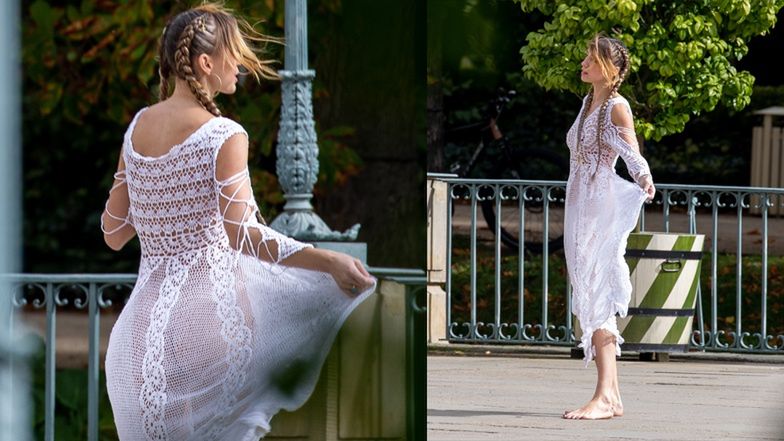 Marianna Schreiber pozuje w Łazienkach Królewskich 