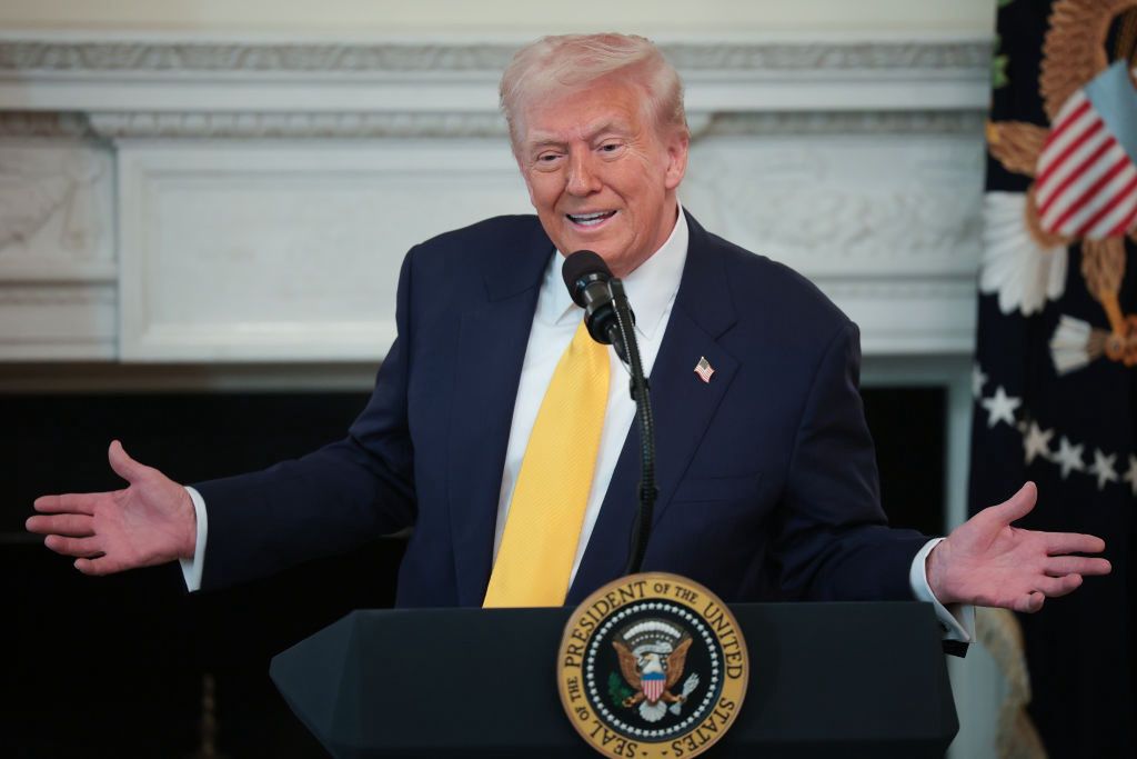 President Trump Meets With Governors At The White House
WASHINGTON, DC - FEBRUARY 21: U.S. President Donald Trump addresses a meeting of governors at the White House on February 21, 2025 in Washington, DC. President Trump is hosting a bipartisan group of Governors for a working session at the White House as part The National Governors Association winter meetings. (Photo by Win McNamee/Getty Images)
Win McNamee