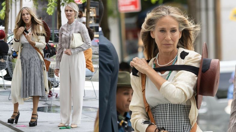 Sarah Jessica Parker i Cynthia Nixon na planie zdjęciowym "And Just Like That"