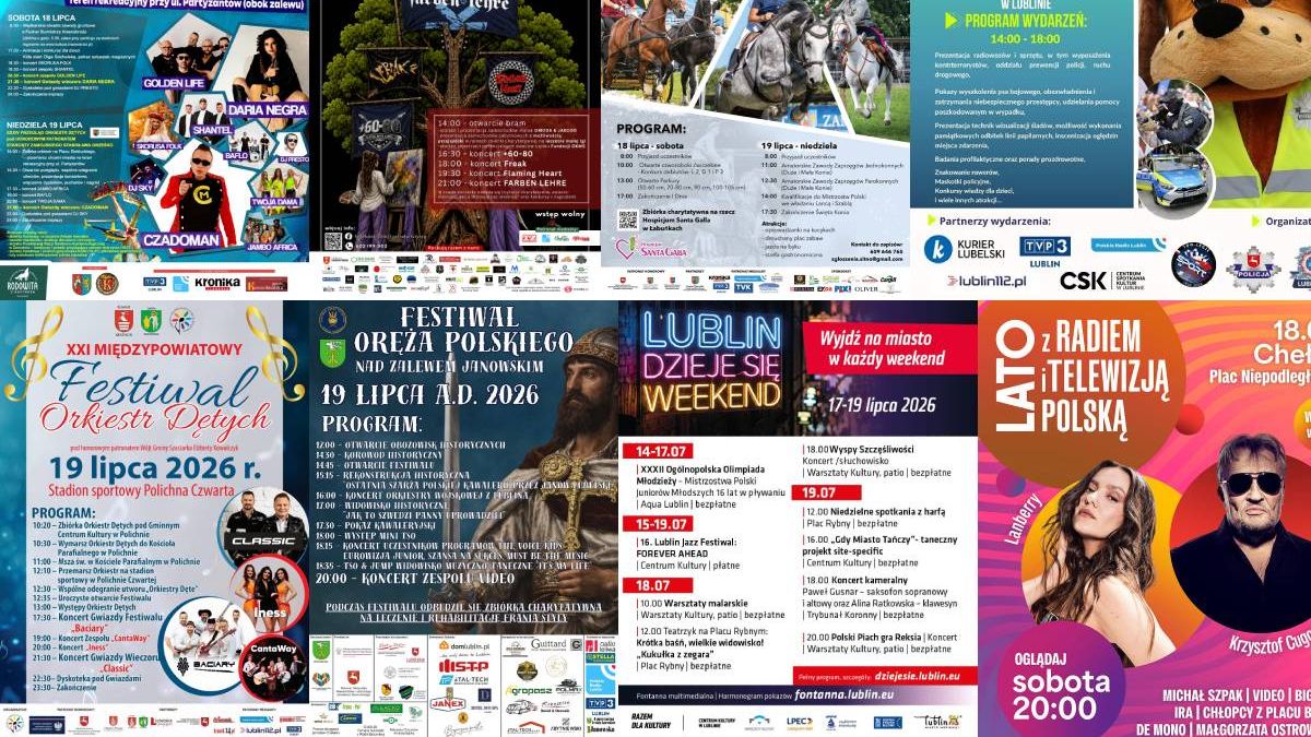 Wydarzenia w województwie lubelskim w weekend 18-19 lipca 2026 r.