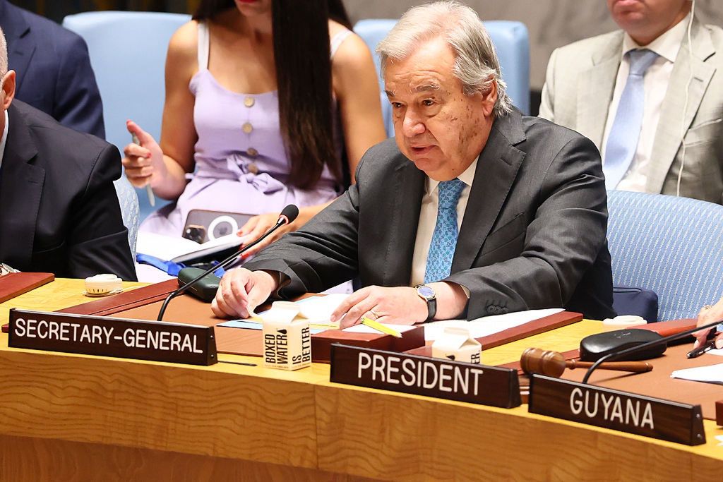 UN Security Council Meets To Address War On Iran
NEW YORK, NEW YORK - JUNE 22: António Guterres, UN Secretary-General, speaks during a United Nations Security Council meeting on threats to international peace and security at the United Nations headquarters on June 22, 2025 in New York City. The Security Council held a meeting one day after U.S. President Donald Trump made an announcement that the U.S. had bombed nuclear sites in Iran, joining Israel in the bombing of the country. The meeting was requested by Iran and comes as Russia, China and Pakistan proposed that the 15 member body adopt a resolution calling for an immediate and unconditional ceasefire in the Middle East. (Photo by Michael M. Santiago/Getty Images)
Michael M. Santiago
bestof, topix