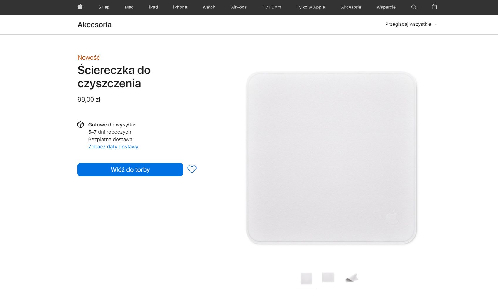 Oto ściereczka według Apple'a, czyli biała szmatka za 99 złotych 2