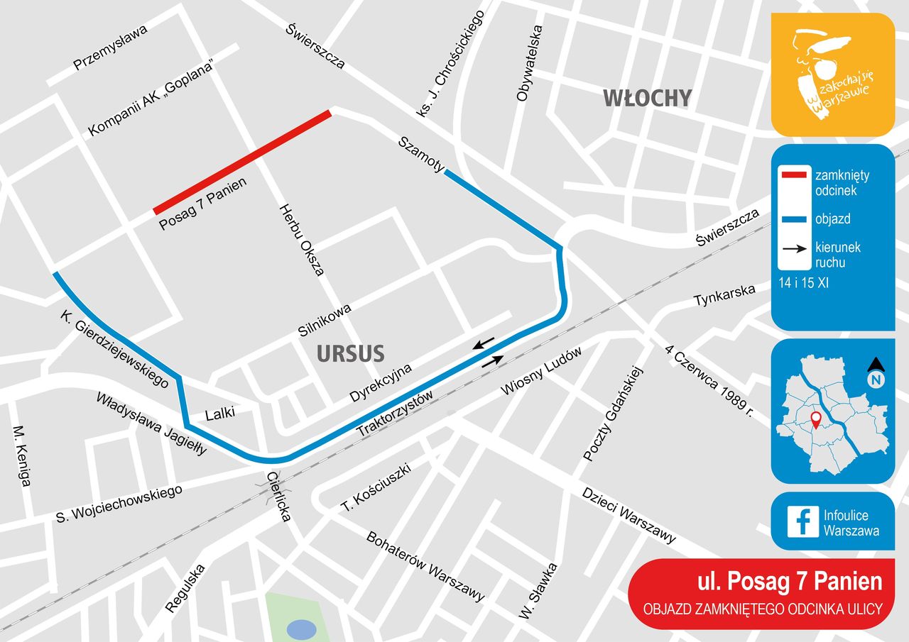 Warszawa. Prace na ul. Posag 7 Panien