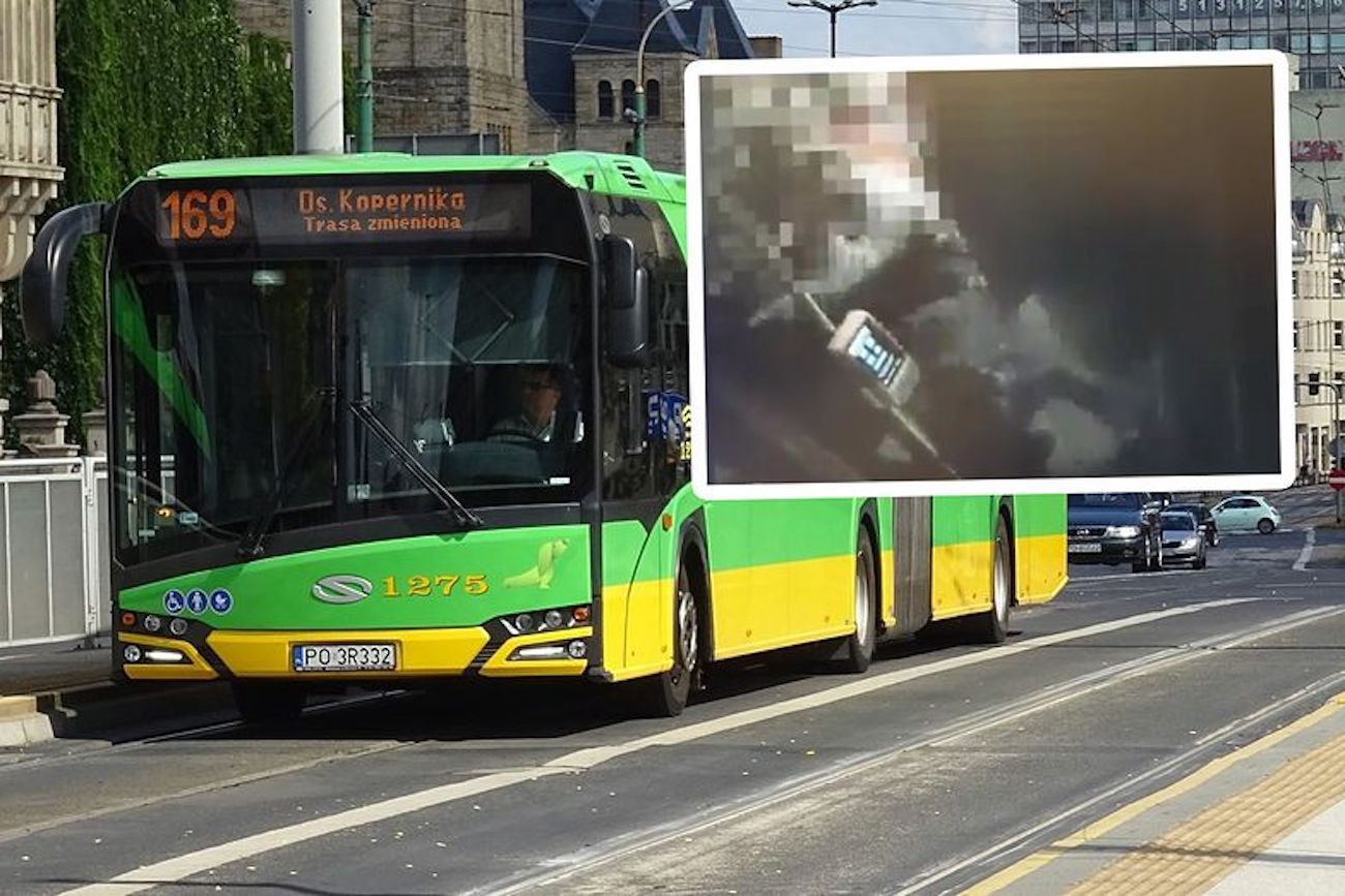 Kierowca autobusu w Poznaniu został pobity przez dwóch pijanych pasażerów. Policja opublikowała nagranie z monitoringu
