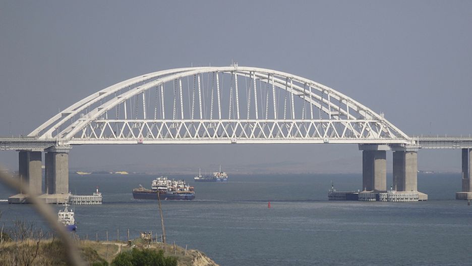 Temporary
CRIMEA - JULY 25: Cargo ships and car ferries cross the Kerch Strait as the Crimea bridge is seen behind as Russia-Ukraine war continues in Crimea on July 25, 2023. Car ferries departing from Kavkaz Port of Krasnodar to the Kerch Strait, where the Crimean bridge, where the attacks were carried out recently, attract great attention. Stringer / Anadolu Agency/ABACAPRESS.COM
AA/ABACA