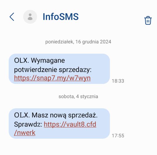 Fałszywe SMS-y od "OLX"