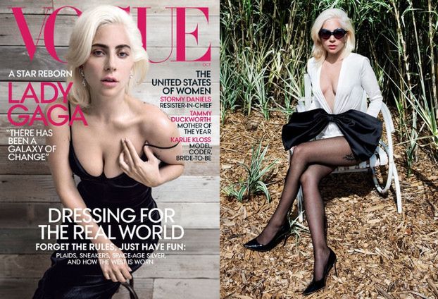 Ściśnięte piersi Lady Gagi pozdrawiają z okładki "Vogue'a"