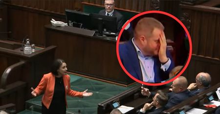 Posłanka mówiła o incydencie. Wymowna mina Janusza Cieszyńskiego