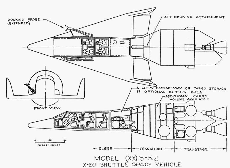 Szkic wersji, przeznaczonej do lotów kosmicznych i dokowania do stacji orbitalnej
