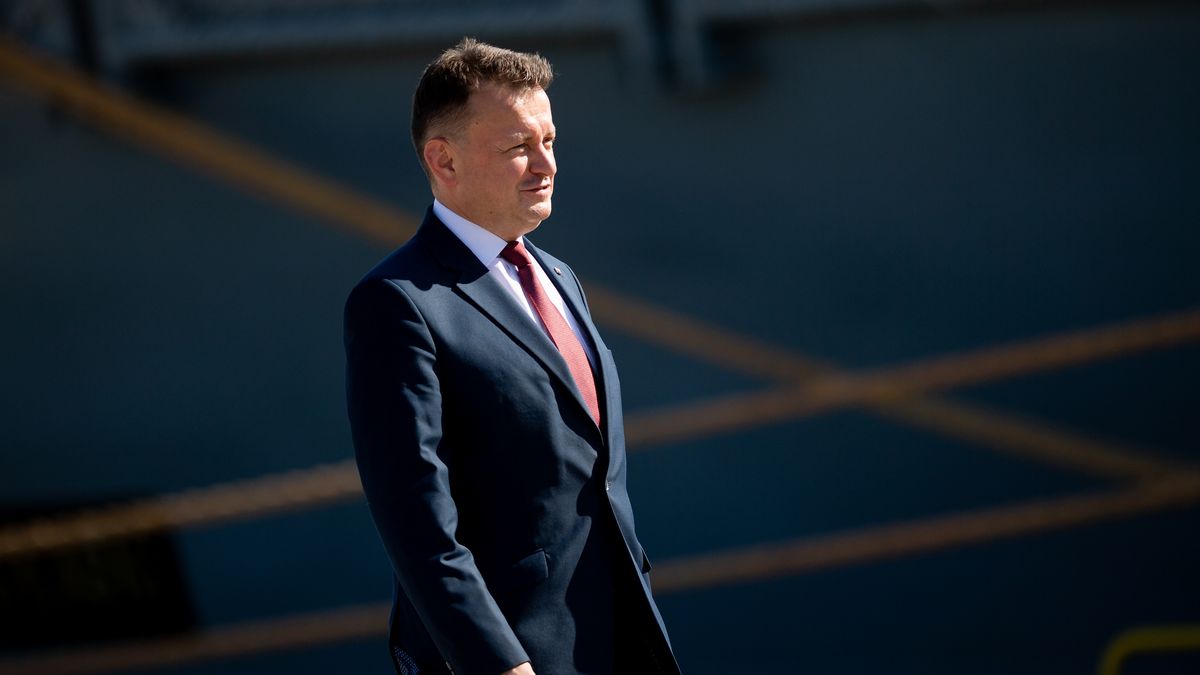 GDYNIA, POLAND - 2021/06/20: Polish Minister of defense - Mariusz Blaszczak seen during a Meeting of the defense ministers of the Visegrad Group countries in Gdynia.During the meeting, defense ministers will summarize the V4's cooperation during the Polish presidency of the Visegrad Group, which has been ongoing since 30 June 2020. They will discuss the progress in jointly implemented defense projects, including preparations for the EU Visegrad Battle Group for duty in 2023, work for the certification of the V4 Joint Logistics Support Group and cooperation in the field of ammunition procurement. (Photo by Mateusz Slodkowski/SOPA Images/LightRocket via Getty Images)