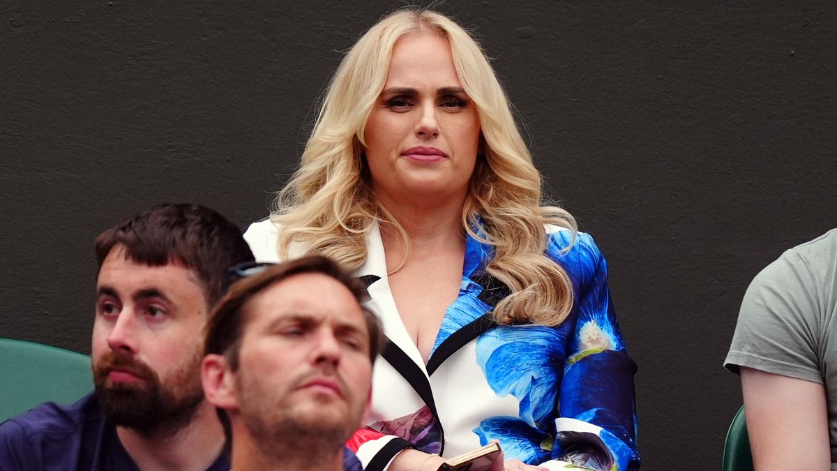 Rebel Wilson watches the centre court action between Novak Djokovic and Vit Kopriva on day two of the 2024 Wimbledon Championships at the All England Lawn Tennis and Croquet Club, London. Picture date: Tuesday July 2, 2024. (Photo by Mike Egerton/PA Images via Getty Images)