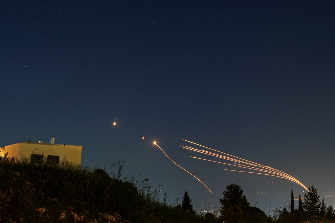 Iron Dome system intercepting targets coming from Lebanon.