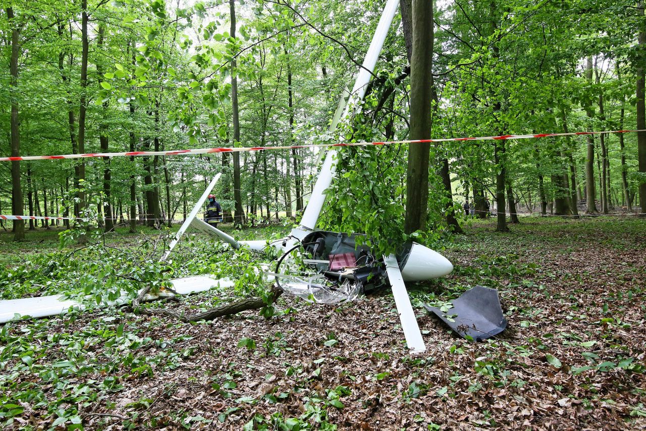 Wielkopolska. Szybowiec rozbił się w lesie. Za sterami 60-letnia kobieta