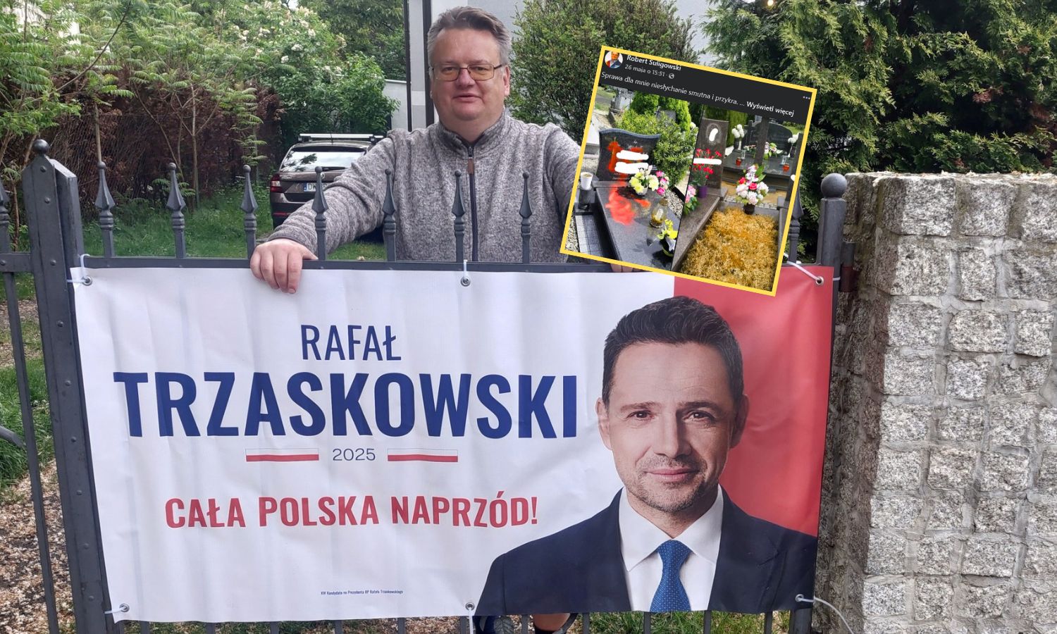 Robert Suligowski pokazał zdjęcia zniszczonego grobu