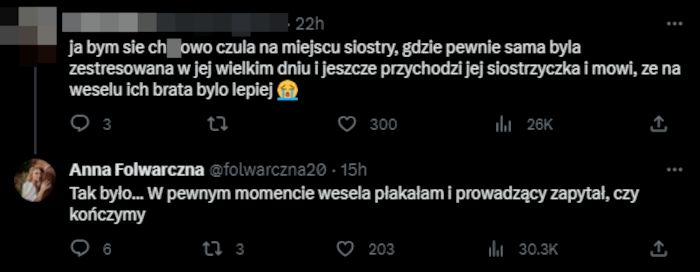 Siostra tiktokerki, która zjechała jej wesele, zabrała głos