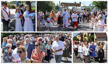 Procesja Bożego Ciała w parafii św. Floriana w Pleszewie. Tłumy wiernych uczestniczyły w eucharystycznej procesji ulicami osiedla