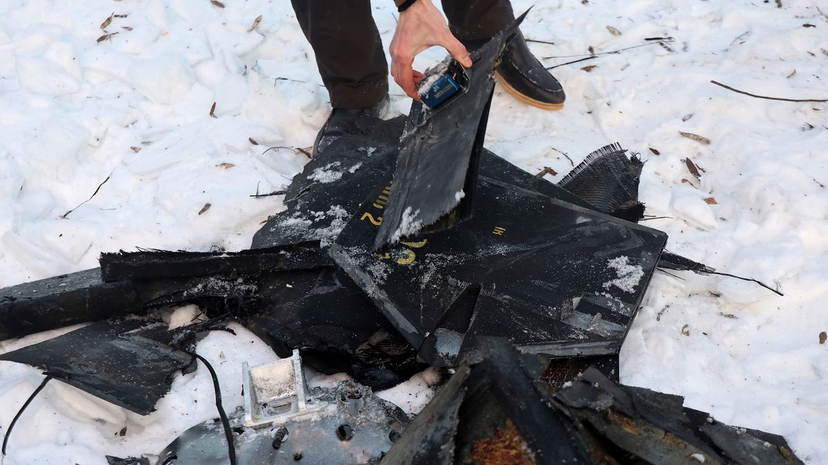 Pozostałości po rosyjskim dronie, Charków, 3 lutego 2026 roku