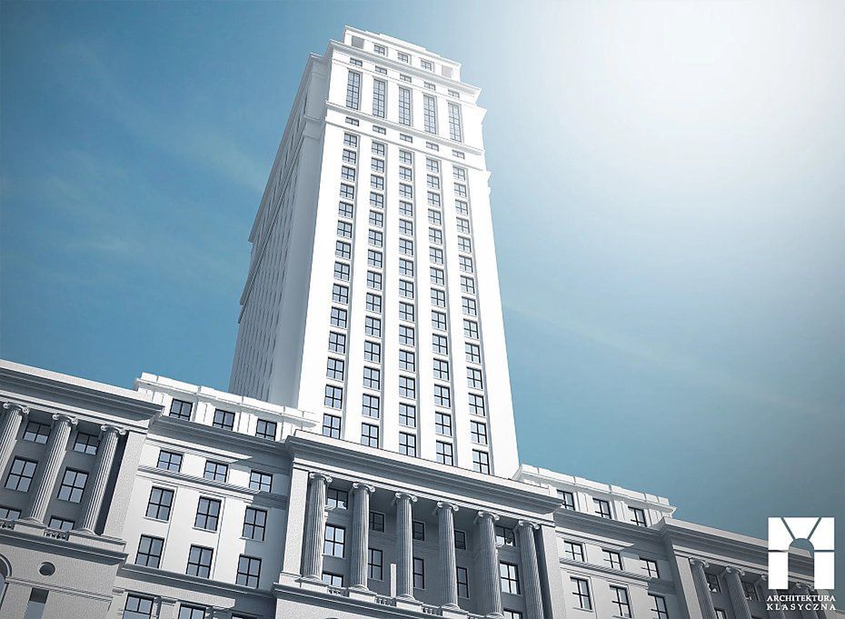Zdaniem pary architektów, Marty i Tomasza Gerasów, zmiana fasady Błękitnego Wieżowca przywróciłaby całemu kwartałowi tej części Warszawy historyczny charakter