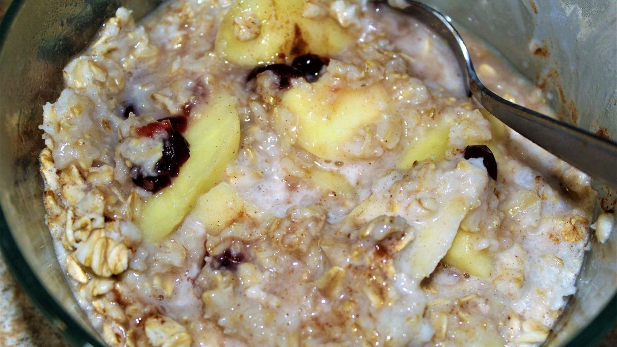 Royalty Free Photograph - Glass Bowl of Morning Oatmeal with Sliced Apples and Cranberries - Best Food Backgrounds for Website, Food Blog, or Marketing - Isolated Close Up My Breakfast Oatmeal - Hot Bowl of Healthy Oatmeal with Apples & Cranberries
Warm up Every Morning with a Delicious Bowl of Heart Healthy Oatmeal - Breakfast Backgrounds - First Person Perspective of My Breakfast - Warm Oatmeal with Sliced Apples and Cranberries - Breakfast Food Art for Website,  Food Blogs, and Marketing - Healthy Oatmeal - Eating Breakfast - Best Food Art
JJPaden