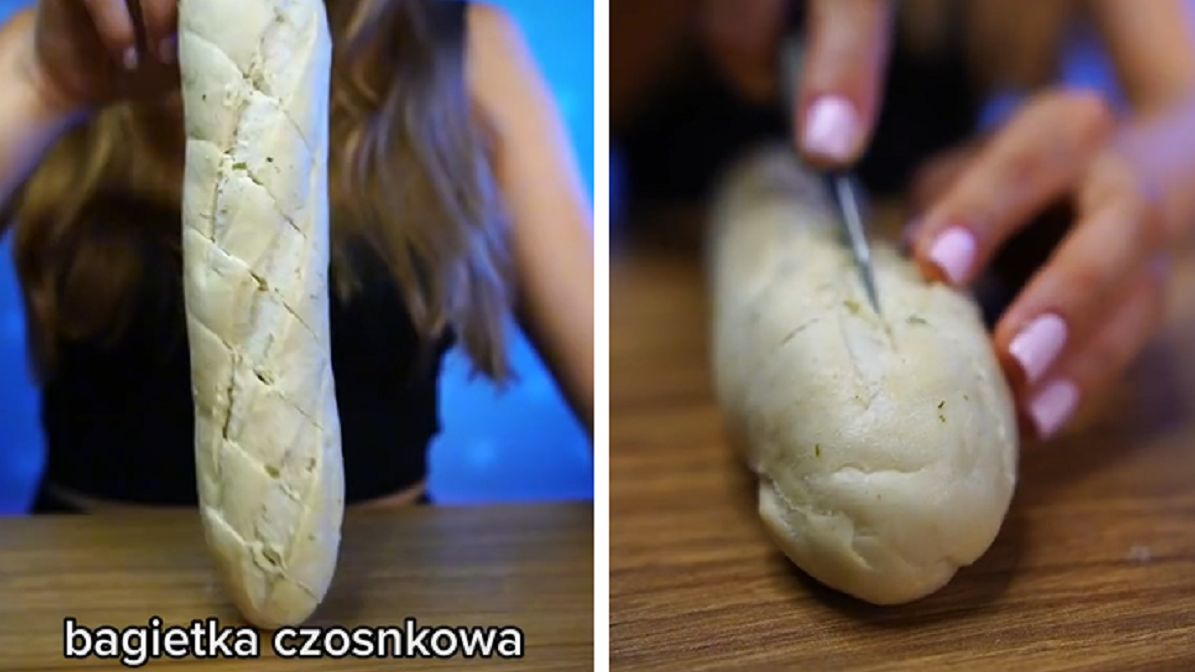 Wyrafinowany hot-dog z bagietki czosnkowej. Znajdziesz ją w każdej Biedronce