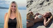 Odziana w bikini Marianna Schreiber wyleguje się na skale podczas greckich wakacji