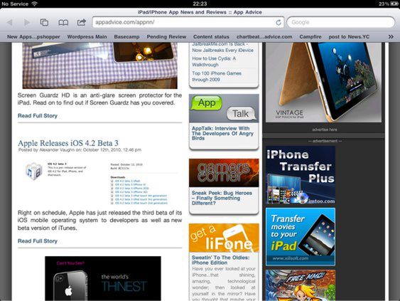 iOS 4.2 beta 3 - Safari on iPad