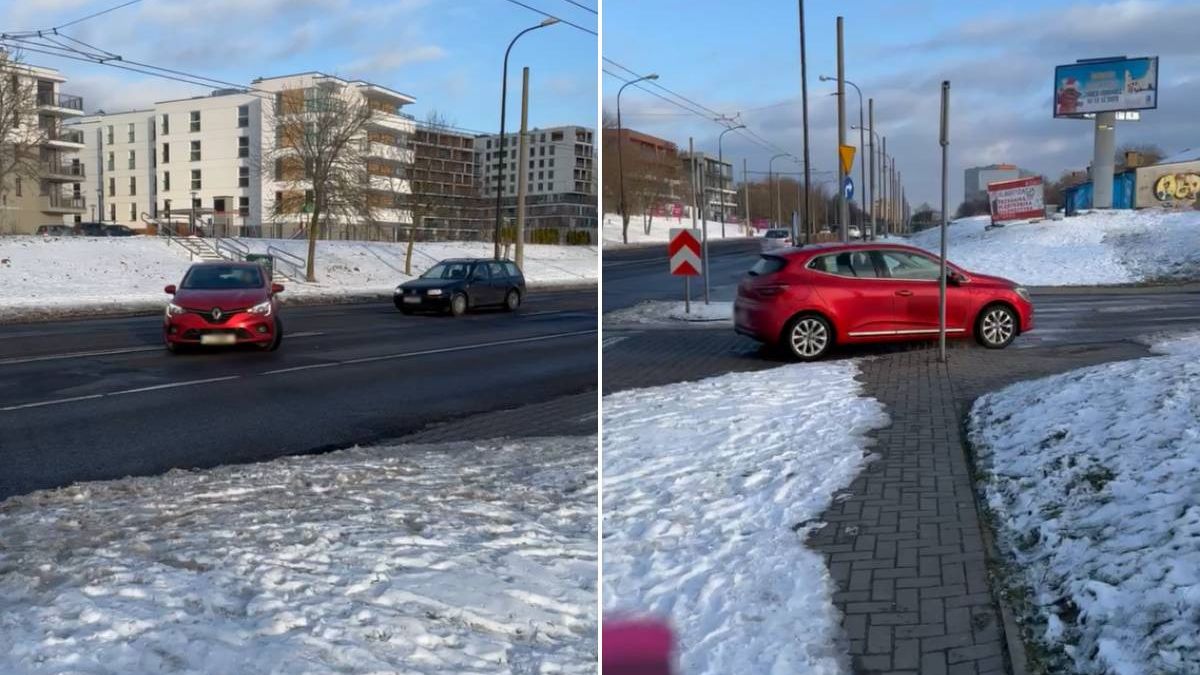 Kierowca renaulta skręcił z ul. Orkana na podwójnej ciągłej