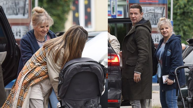 Małgorzata Rozenek i Radosław Majdan na spacerze z mamą Radka 