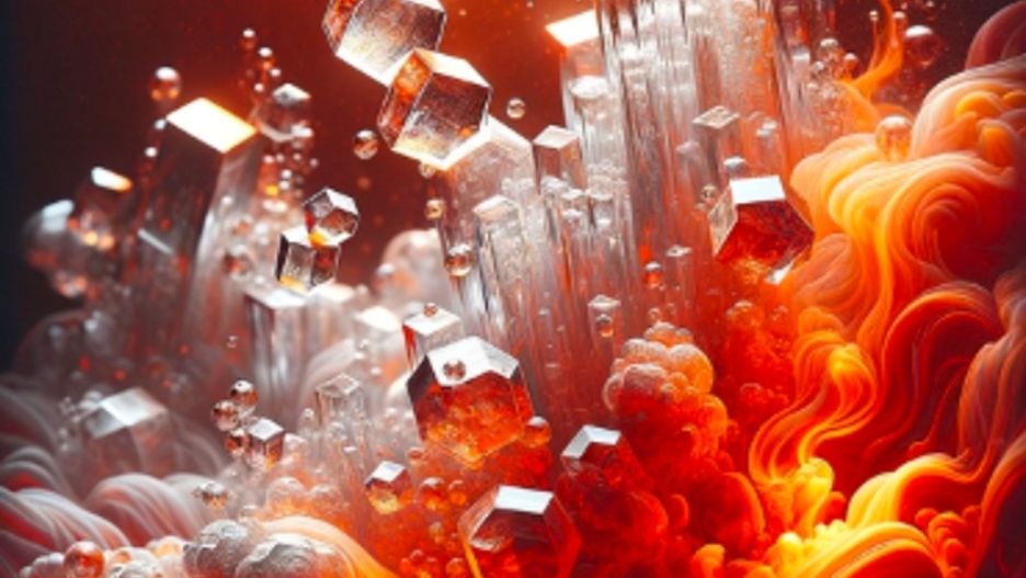 Ilustracja reakcji chemicznej na granicy jądra i płaszczu Ziemi