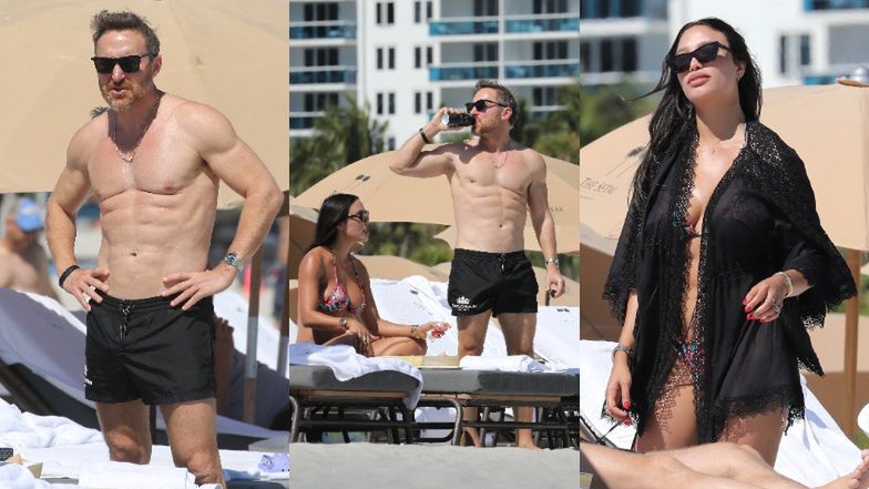 Umięśniony 55-letni David Guetta i jego młodsza o 24 lata ukochana korzystają z życia na plaży w Miami (FOTO)
