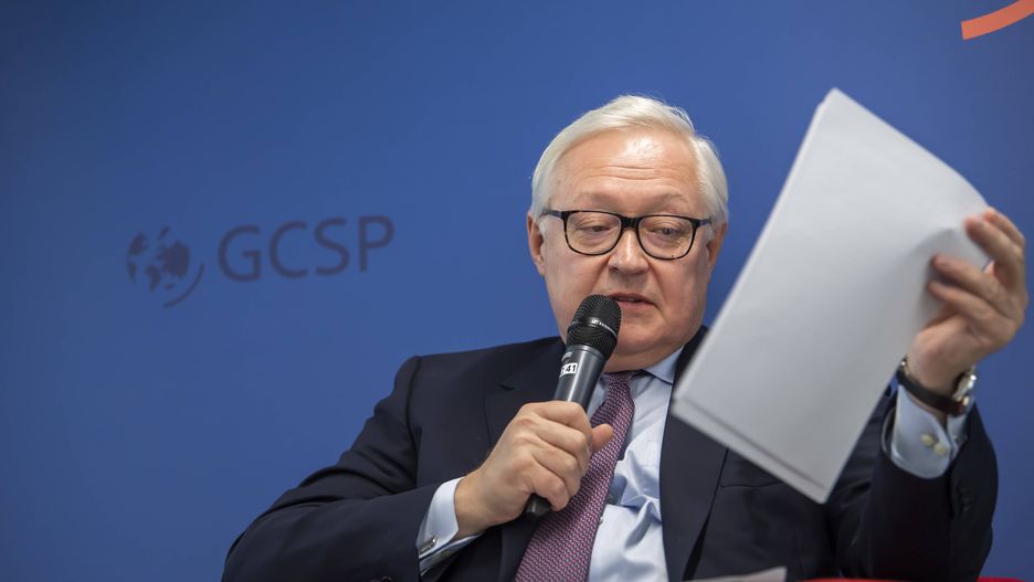 Geneva Centre for Security Policy (GCSP)epa09499589 Sergei Ryabkov, Deputy Foreign Minister of the Russian Federation, speaks about the Strategic stability and the state of arms control, during the public discussion at the Geneva Centre for Security Policy (GCSP) in Geneva, Switzerland, 01 October 2021.  EPA/MARTIAL TREZZINI Dostawca: PAP/EPA.MARTIAL TREZZINI