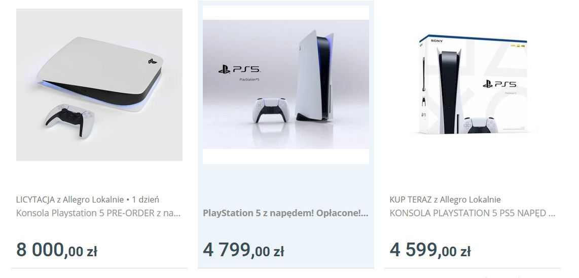 Ceny PS5 na Allegro