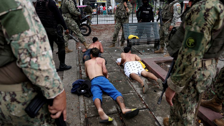 Aftermath  of a wave of violence in Ecuador
Soldiers and police officers prepare to inspect people, amid the ongoing wave of violence around the nation, in Guayaquil, Ecuador, January 13, 2024.,Image: 836713529, License: Rights-managed, Restrictions: , Model Release: no, Credit line: IVAN ALVARADO / Reuters / Forum
IVAN ALVARADO / Reuters / Forum
civil, unrest