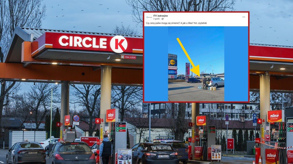 Mężczyzna ładował do auta kilka kanistrów benzyny.