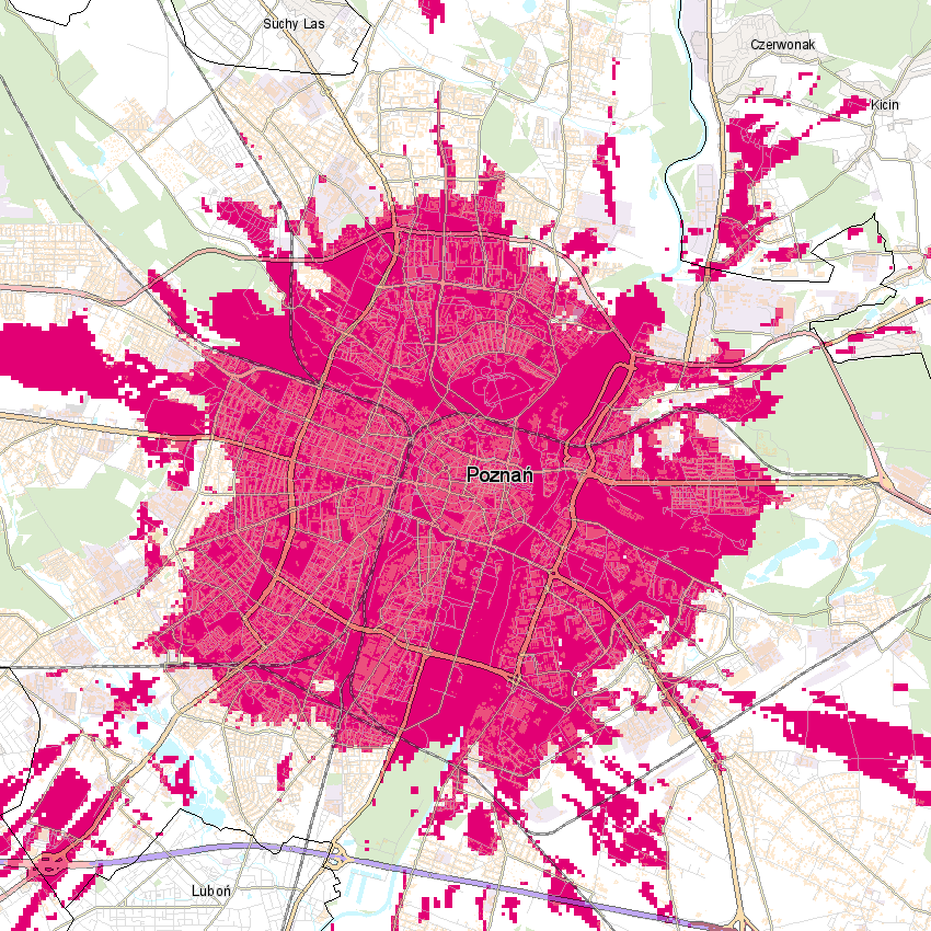 Zasięg 5G w Poznaniu, fot. T-Mobile.