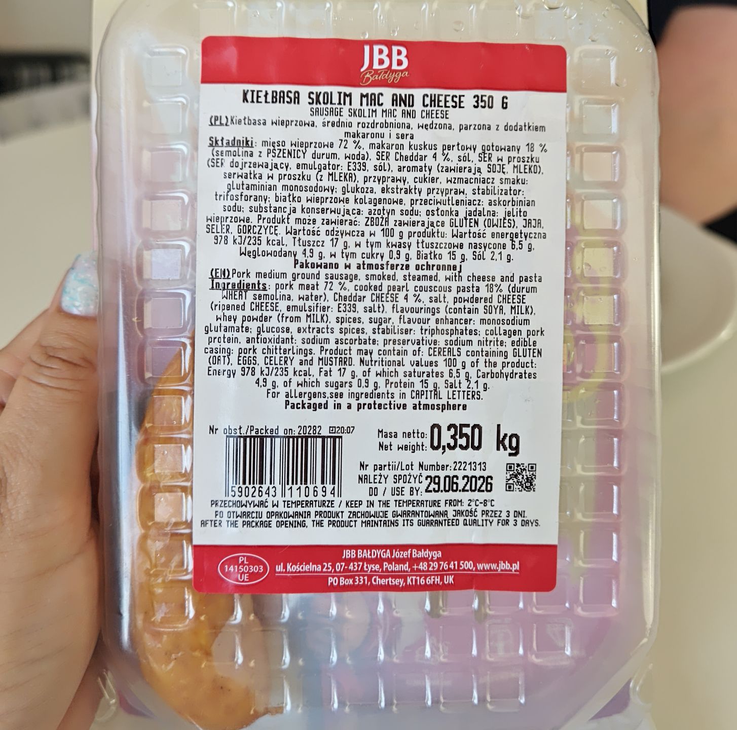 Kiełbasa idealna sygnowana przez Skolima - etykieta produktu