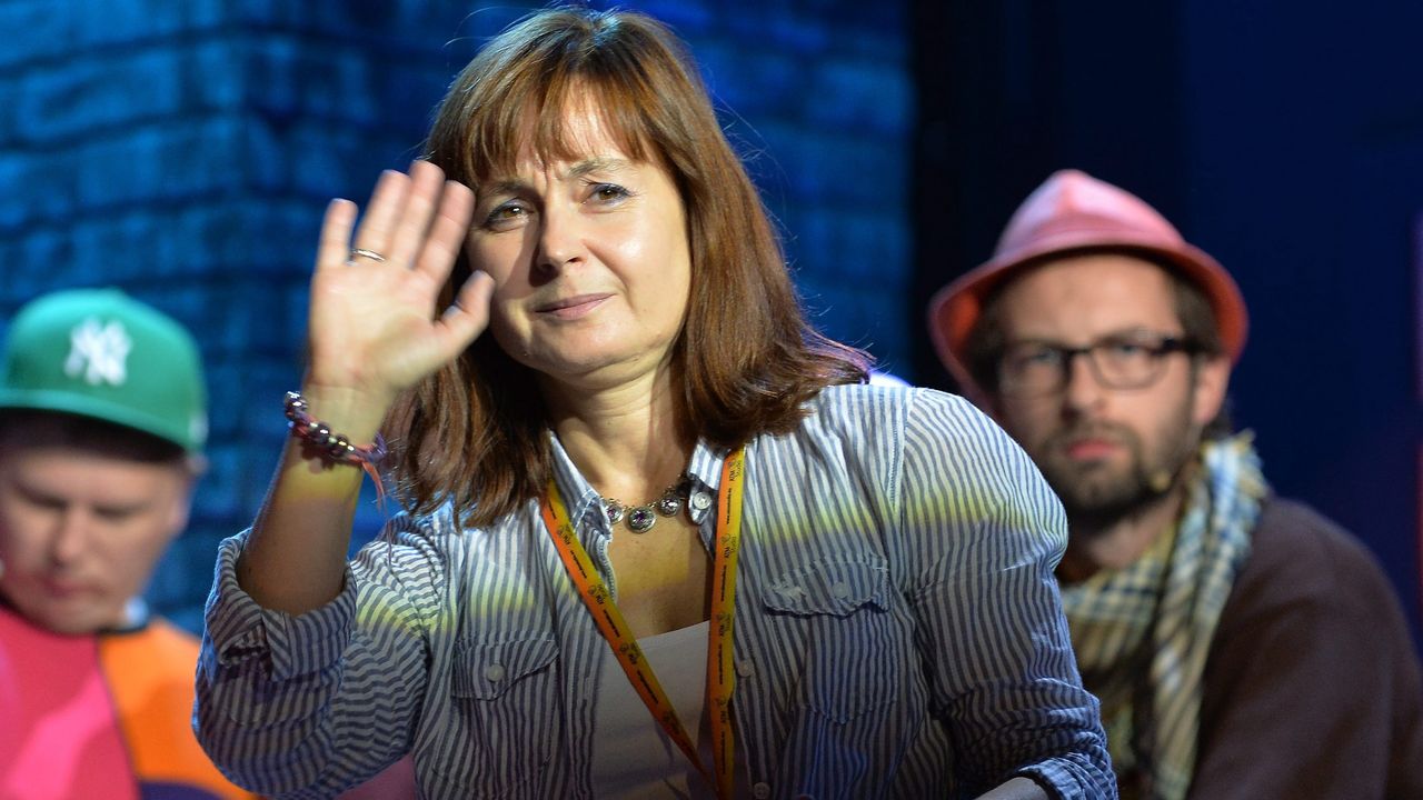 Beata Harasimowicz w 2013 r. podczas reżyserii kabaretu "Dzięki Bogu już weekend"