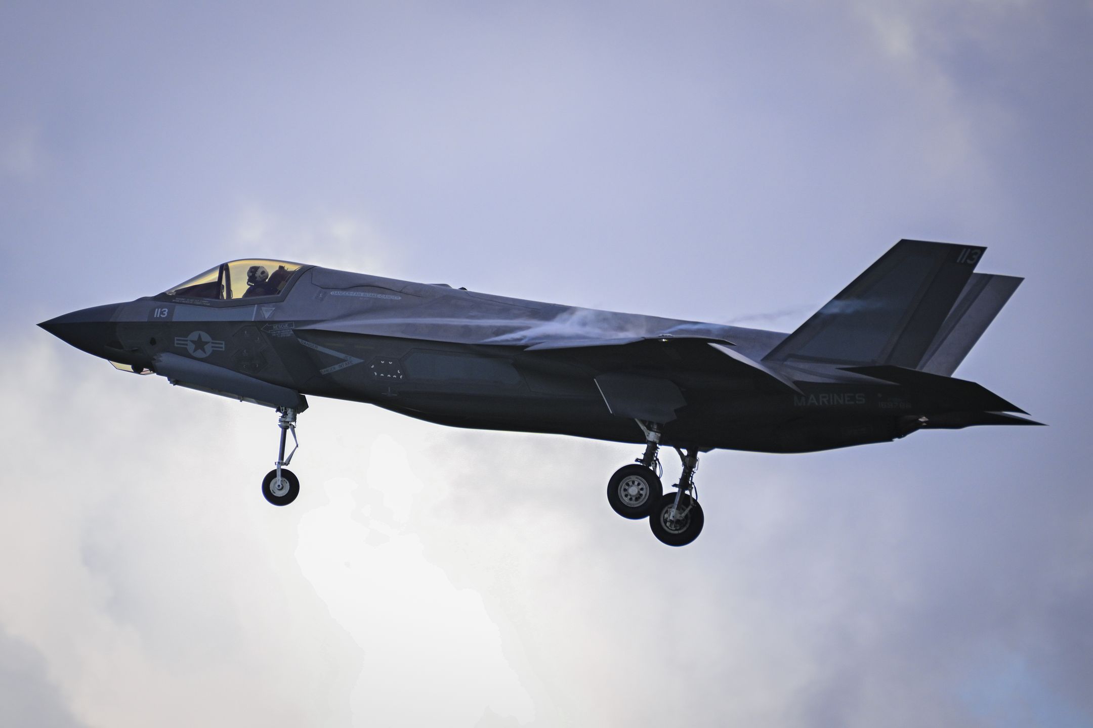 A U.S. Marines F-35B jet prepares to land at Jose Aponte de la Torre Airport on September 13, 2025, in Ceiba, Puerto Rico. (Photo by Edgardo Medina/NurPhoto via Getty Images)