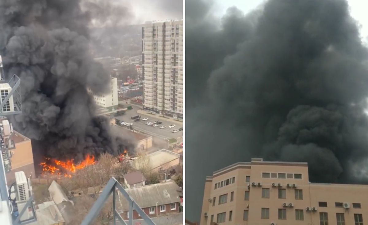 Budynek rosyjskich służb w ogniu. Potężny dym nad siedzibą FSB