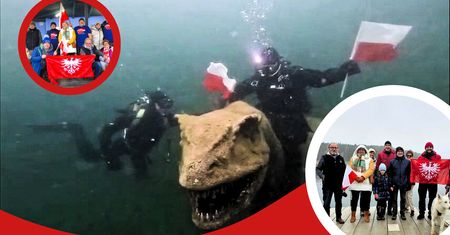 Biało-czerwona pod wodą. Nurkowie z Piły zanurkowali z flagą Polski